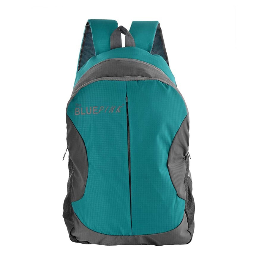 Turquoise And Grey Polyester Backpack
