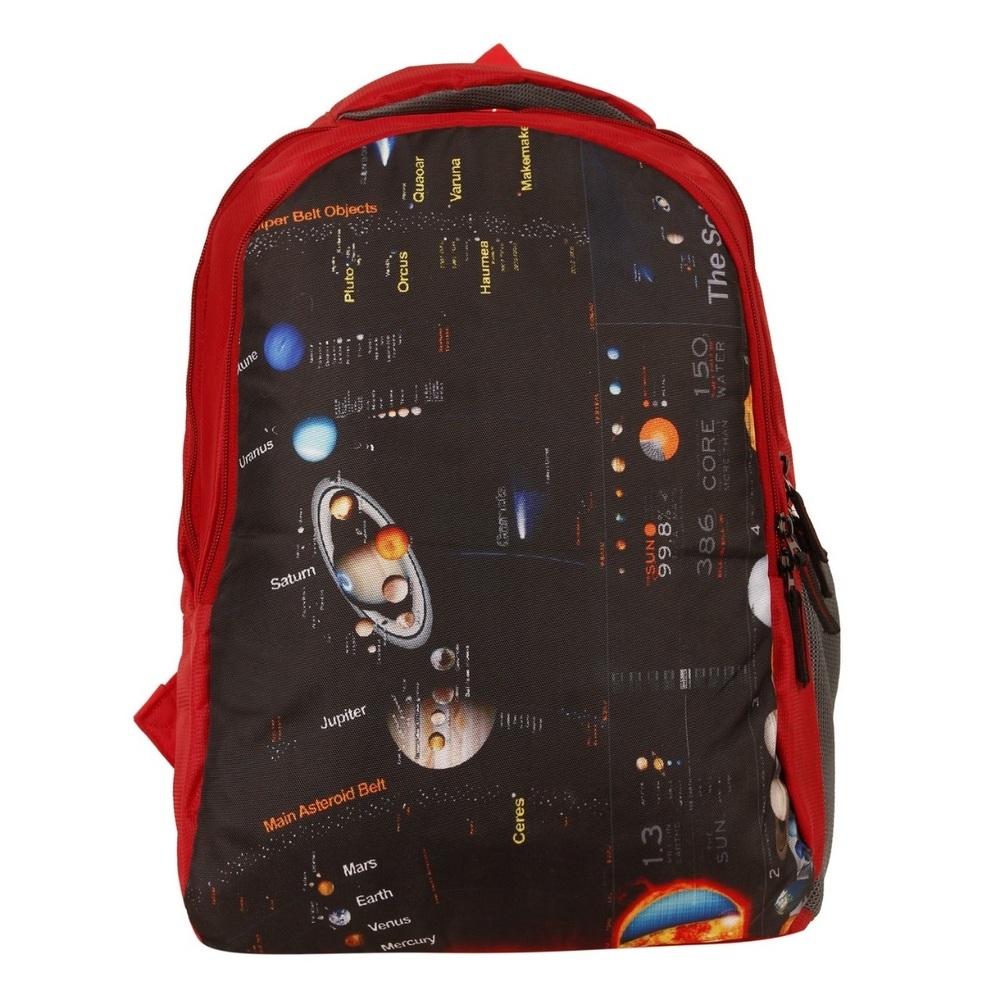 Printed Red And Black School Backpack