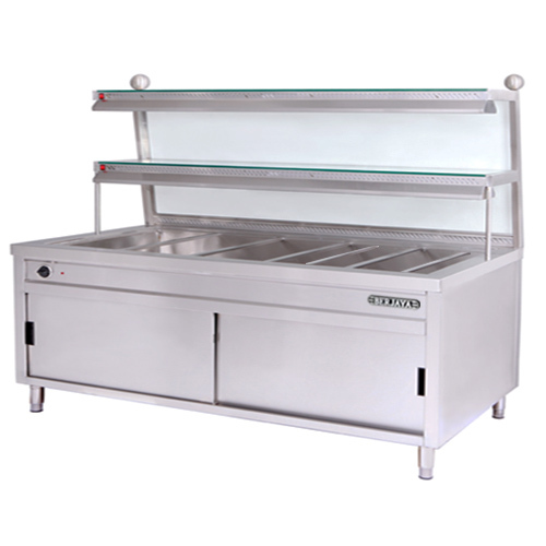Stainless Steel Bain Marie With Clear Glass Overshelf