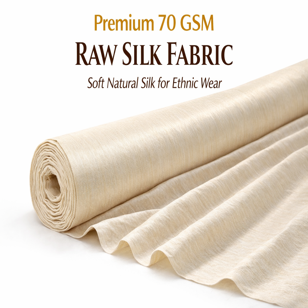 Premium 70 GSM Raw Silk Fabric - Soft Natural Silk for Ethnic Wear