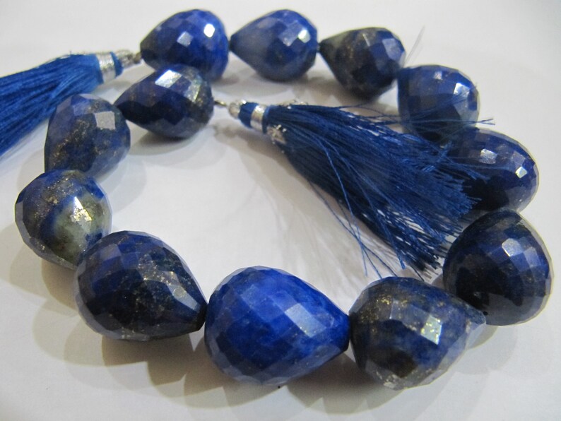Natural Lapis Lazuli Teardrop Briolette Beads Sold Per Pack Of 2 Loose Beads - Beads Colour: Blue