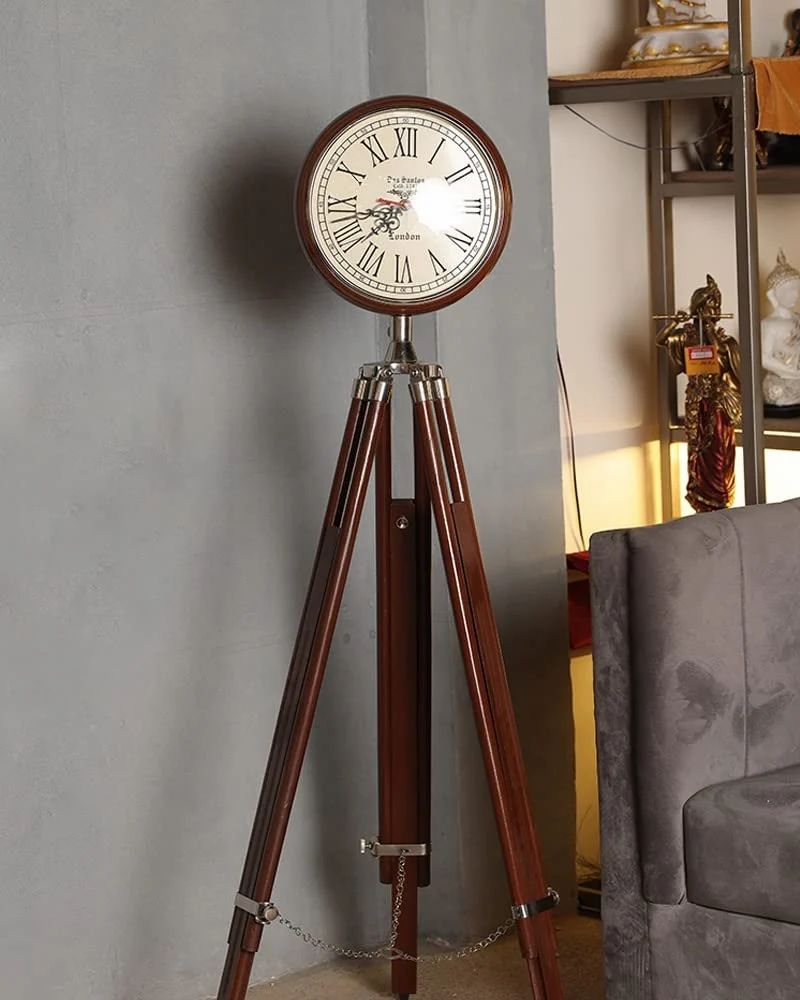 Wooden Tripod Stand with Watch