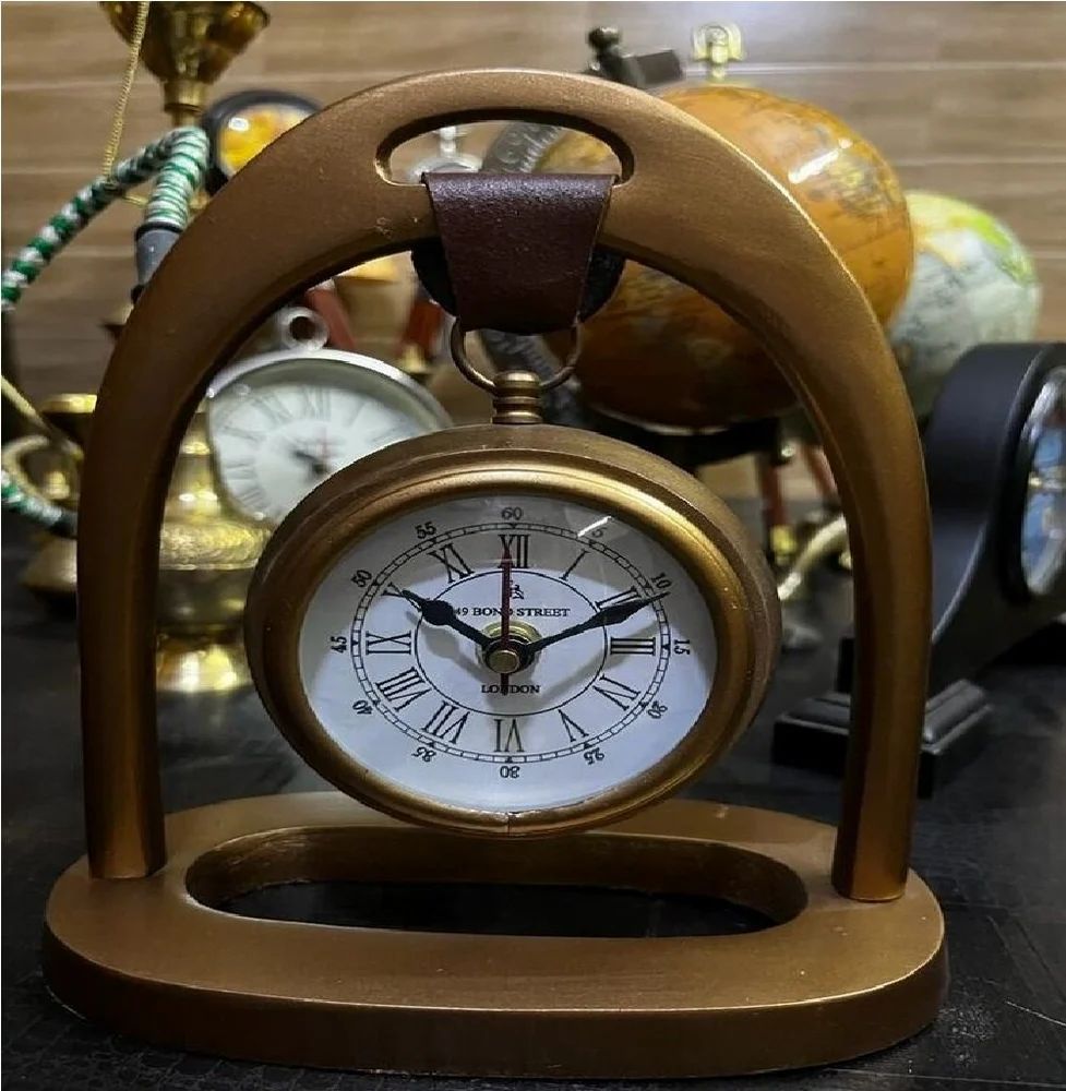 Table Clock With Solid Aluminum Base Antique Hanging Watch