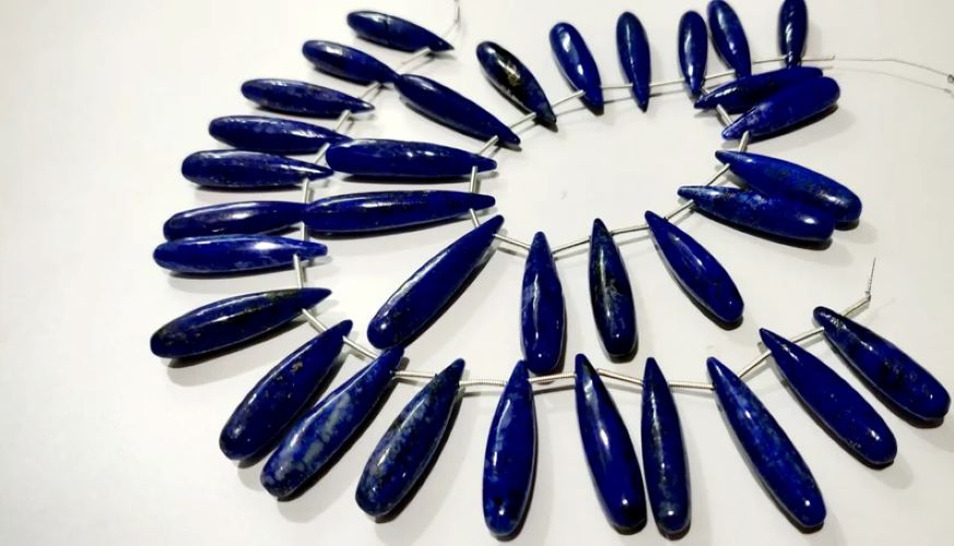 Lapis Lazuli Teardrop Beads: 8-inch Strand, 1-inch Gemstone Beads
