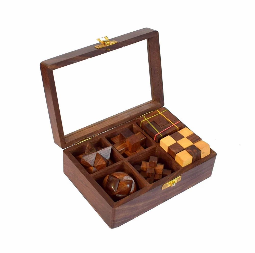 6-in-One Wooden Puzzle Games Set 3D Puzzles (6 Puzzle Set)