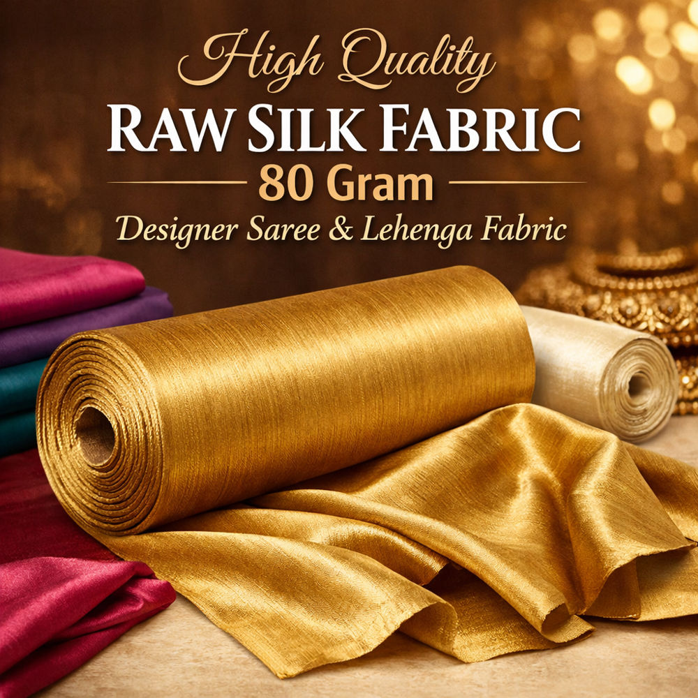 High Quality Raw Silk Fabric 80 Gram - Designer Saree & Lehenga Fabric - Color: Multicolor
