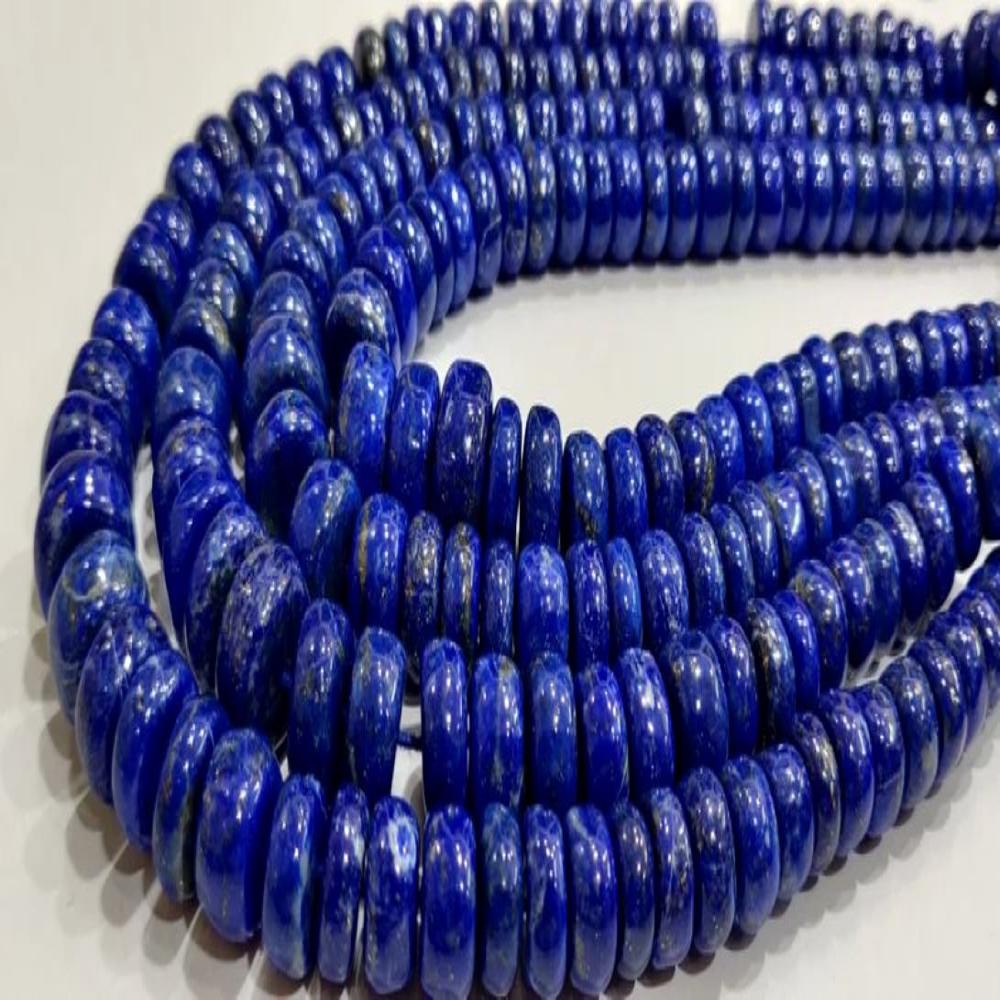 Natural Lapis Lazuli Rondelle Plain Smooth 8 to 12mm Graduated Beads Strand 8inch long