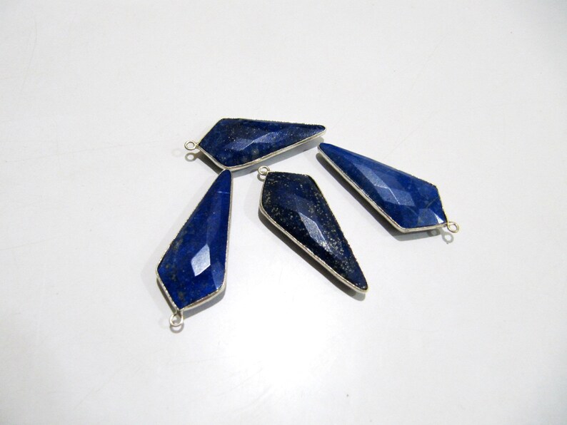2 Pc. Natural Lapis Lazuli Briolette Faceted 15x35mm Approximately Arrowhead Single Loop