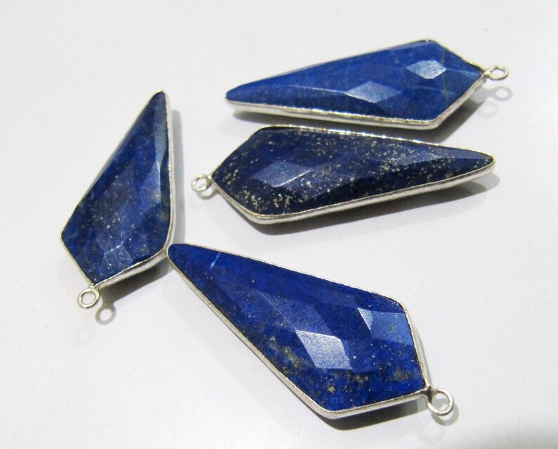 2 Pc. Natural Lapis Lazuli Briolette Faceted 15x35mm Approximately Arrowhead Single Loop