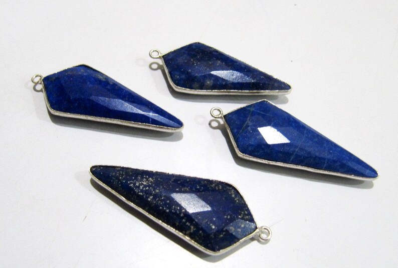 2 Pc. Natural Lapis Lazuli Briolette Faceted 15x35mm Approximately Arrowhead Single Loop
