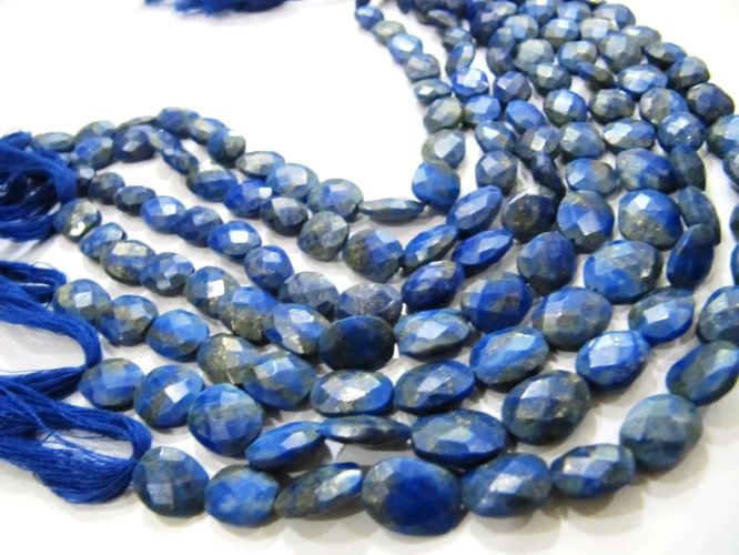 Natural Lapis Lazuli Oval Faceted Briolette 9x12mm Beads Sold per strand 10 Inches Long