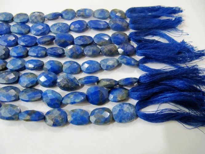 Natural Lapis Lazuli Oval Faceted Briolette 9x12mm Beads Sold per strand 10 Inches Long