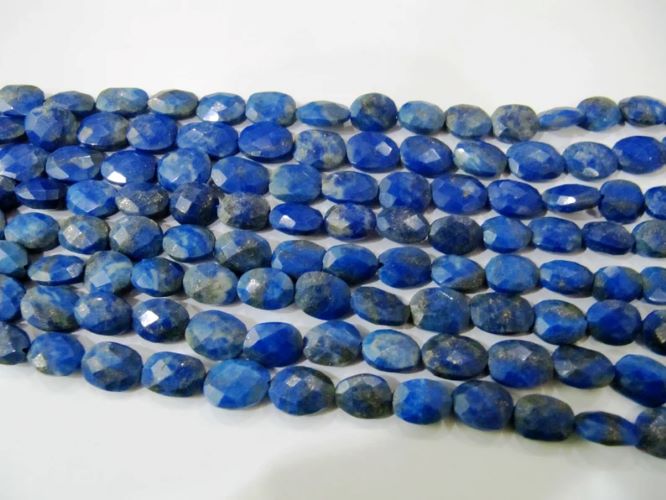Natural Lapis Lazuli Oval Faceted Briolette 9x12mm Beads Sold per strand 10 Inches Long