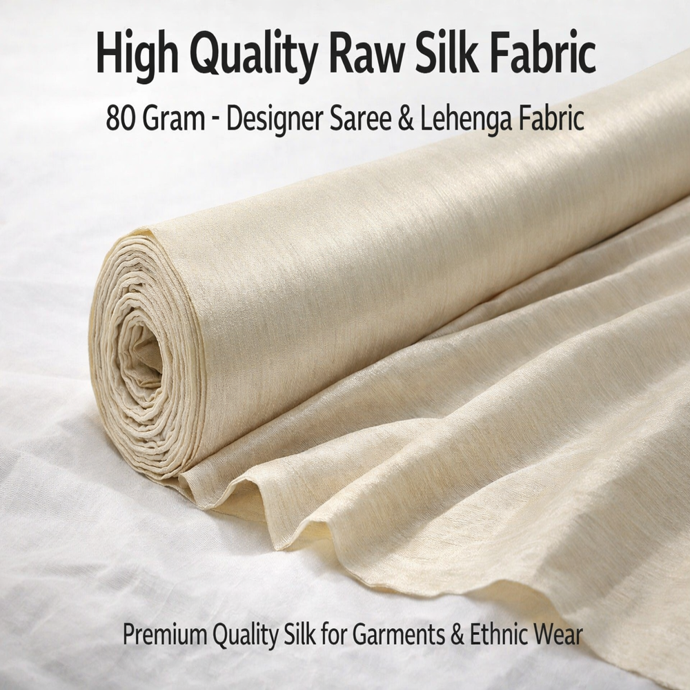 High Quality Raw Silk Fabric 80 Gram - Designer Saree & Lehenga Fabric
