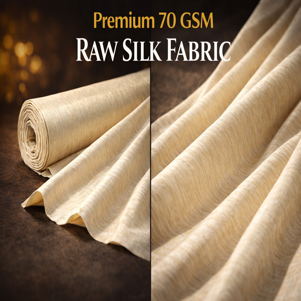 Premium 70 GSM Raw Silk Fabric - Soft Natural Silk for Ethnic Wear