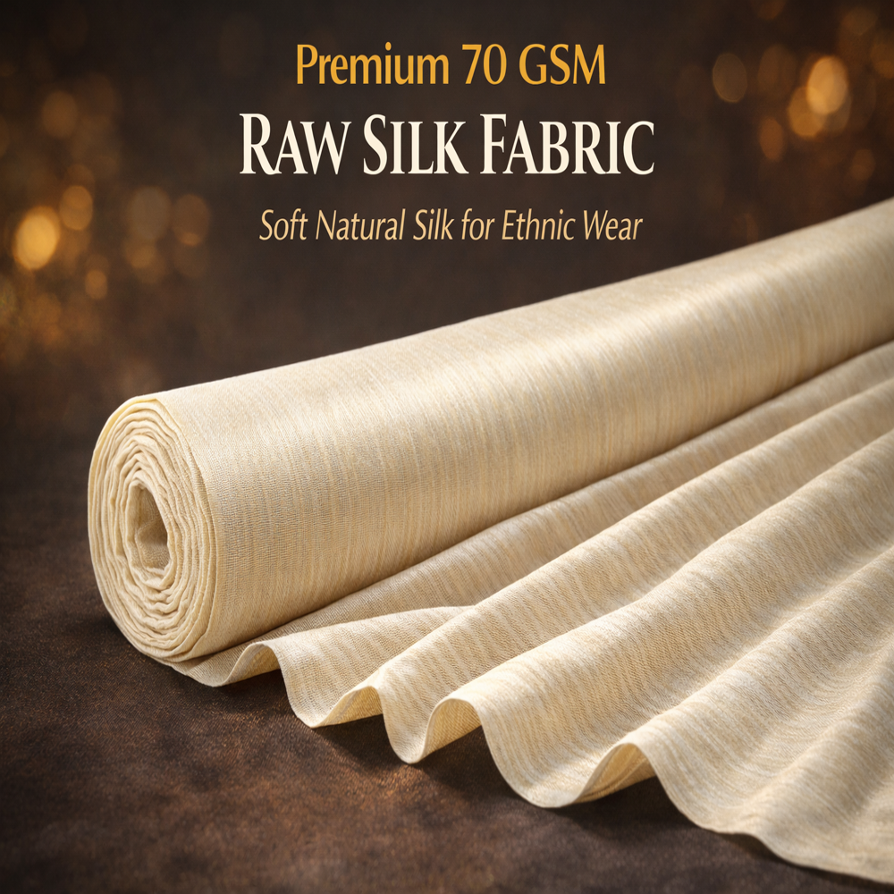 Premium 70 GSM Raw Silk Fabric - Soft Natural Silk for Ethnic Wear