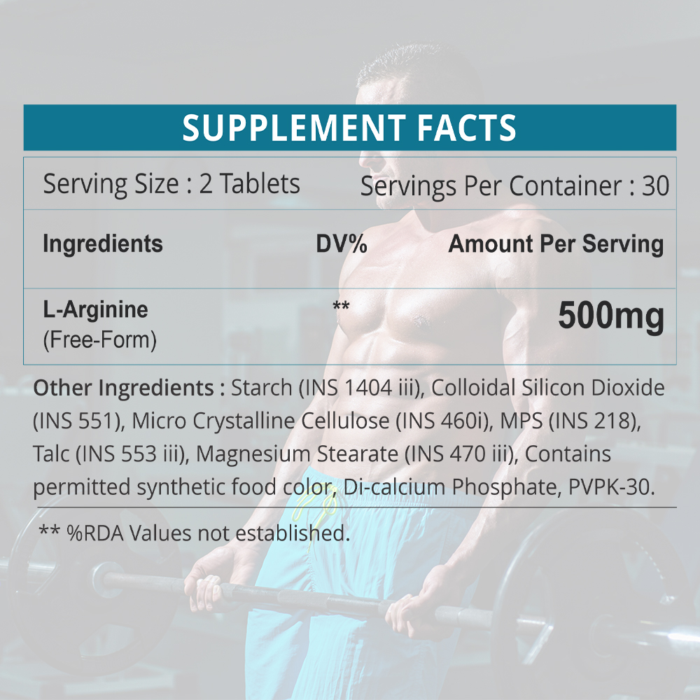 Simply Herbal L-arginine Tablets - 500 Mg Free-form Dosage, Supports Lean Muscle Gains & Nitric Oxide Production, Gluten-free & Non-gmo