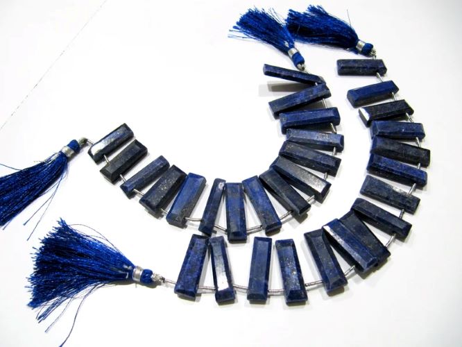 Natural Lapis Lazuli Baguette Shape 8x12mm Approximately Long Beads strand 8 Inches long
