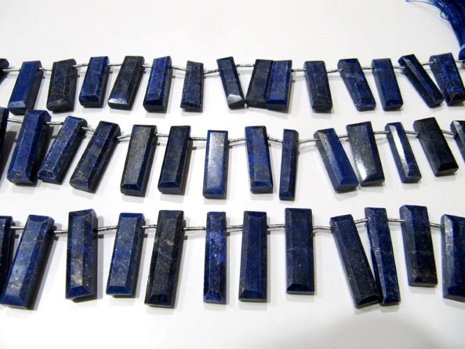 Natural Lapis Lazuli Baguette Shape 8x12mm Approximately Long Beads strand 8 Inches long