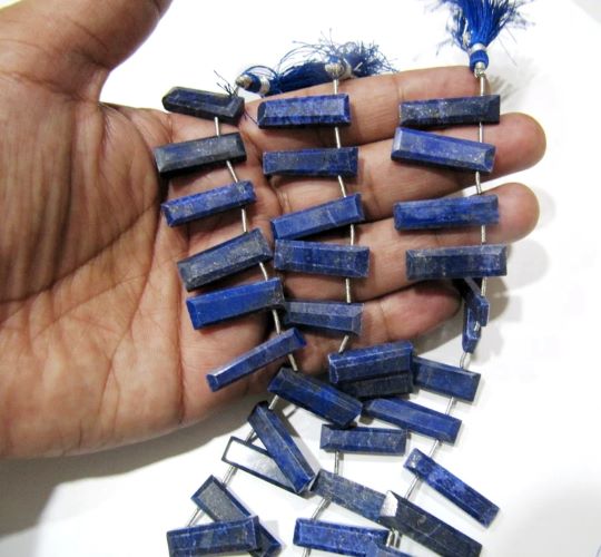 Natural Lapis Lazuli Baguette Shape 8x12mm Approximately Long Beads strand 8 Inches long