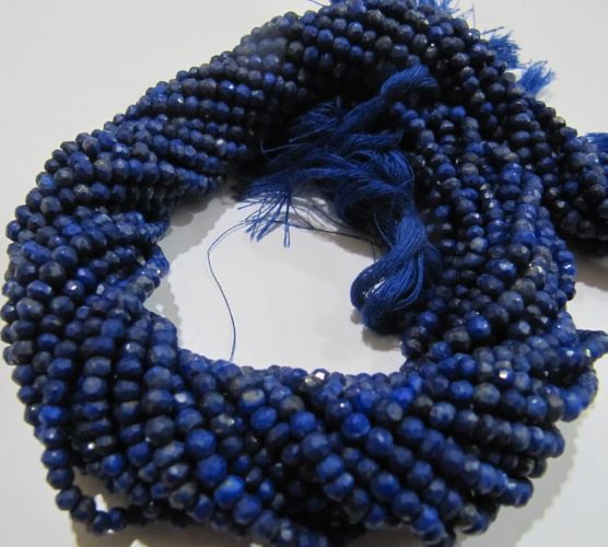Natural Lapis Lazuli Rondelle Faceted Beads 3-4 mm Strand 13 inch long