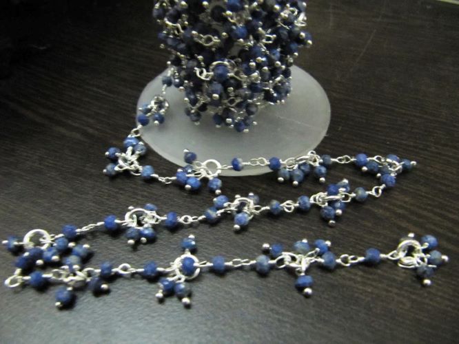 Natural Lapis lazuli Gemstone Beaded Flower Chain Rondelle faceted Beads 3 to 4mm