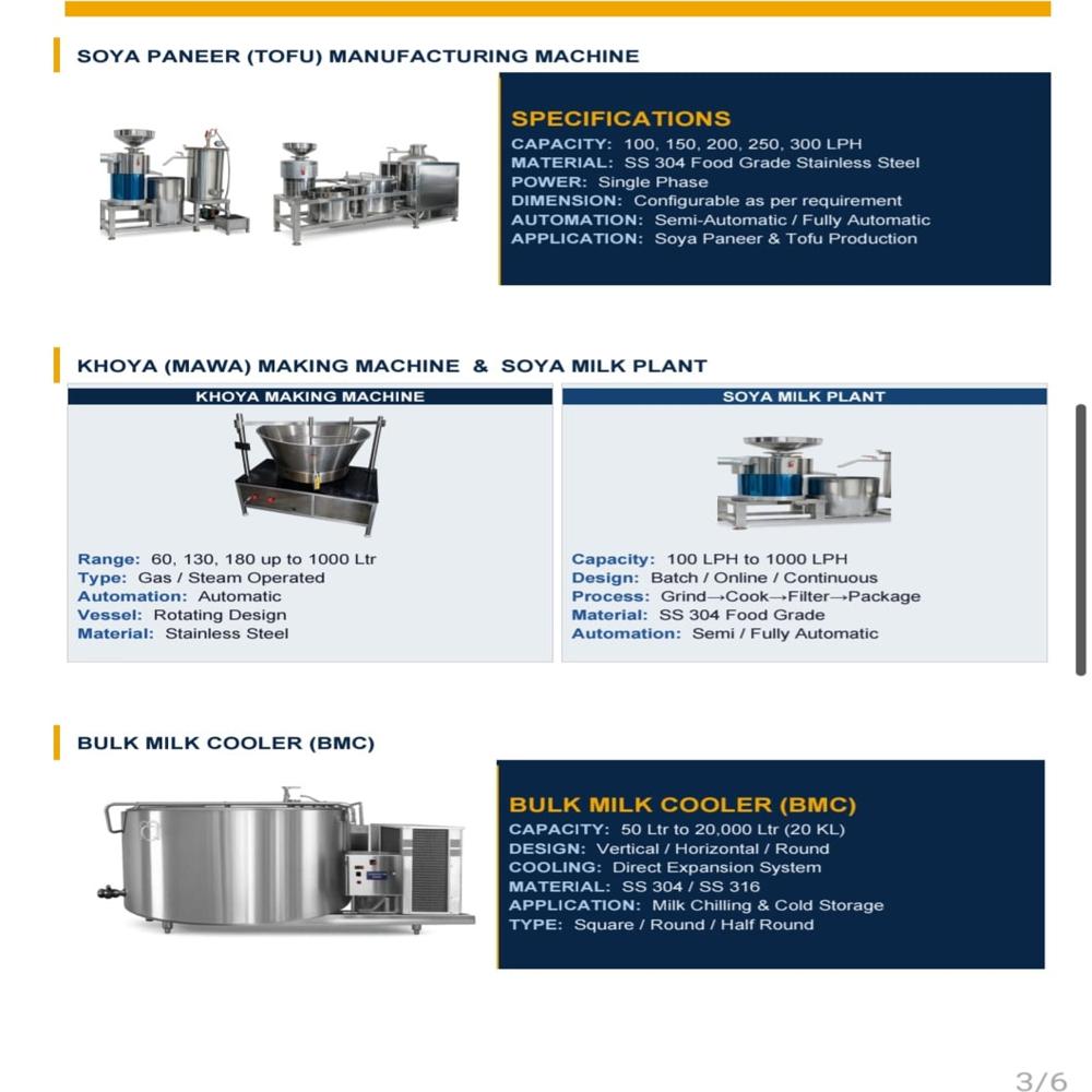 SOYA PANEER (TOFU) MANUFACTURING MACHINE