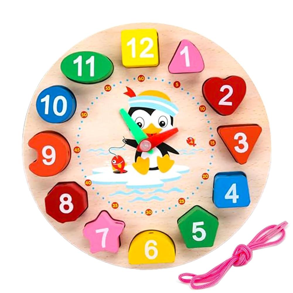 Wooden Learning Clock with Bead Lace