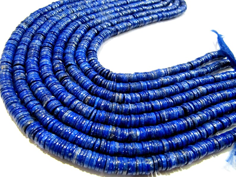 Natural Lapis Lazuli Tyre shape Rondelle Plain Smooth Beads 7-8mm Strand 8inch long