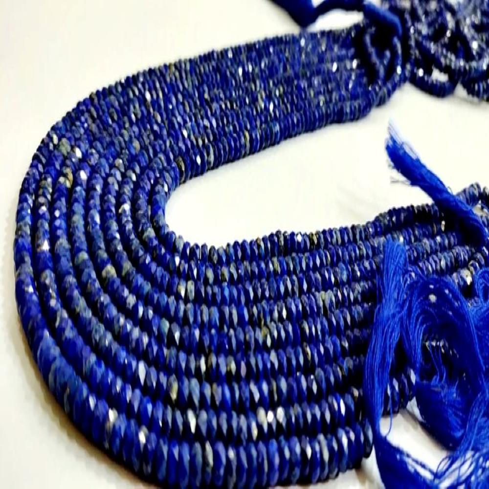 Natural Lapis Lazuli Rondelle Faceted Beads 5-6mm Strand 13 inches long
