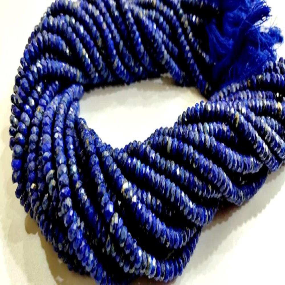 Natural Lapis Lazuli Rondelle Faceted Beads 5-6mm Strand 13 inches long
