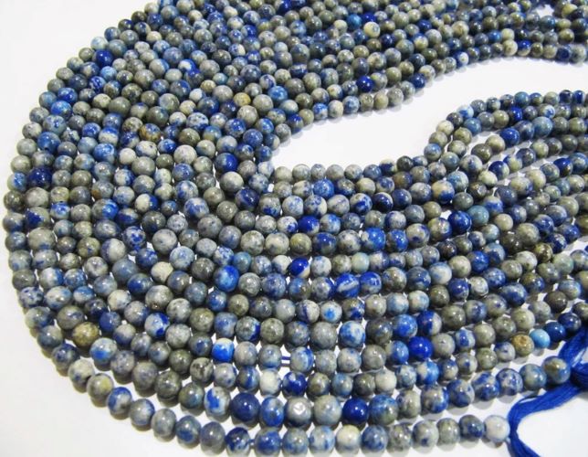 Natural Genuine Lapis Lazuli Round Plain Smooth 4-5 mm Beads  Strand 13 Inches Long