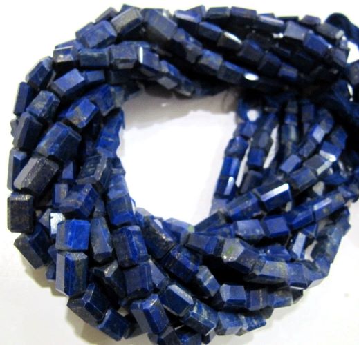 Natural Lapis Lazuli Nugget Shape Laser Cut Tumbled 8mm To 10mm Beads Strand 8 Inches Long