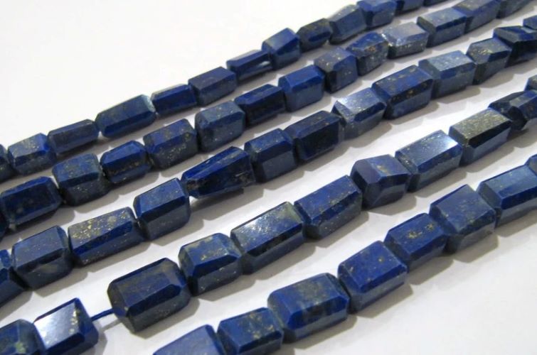 Natural Lapis Lazuli Nugget Shape Laser Cut Tumbled 8mm To 10mm Beads Strand 8 Inches Long