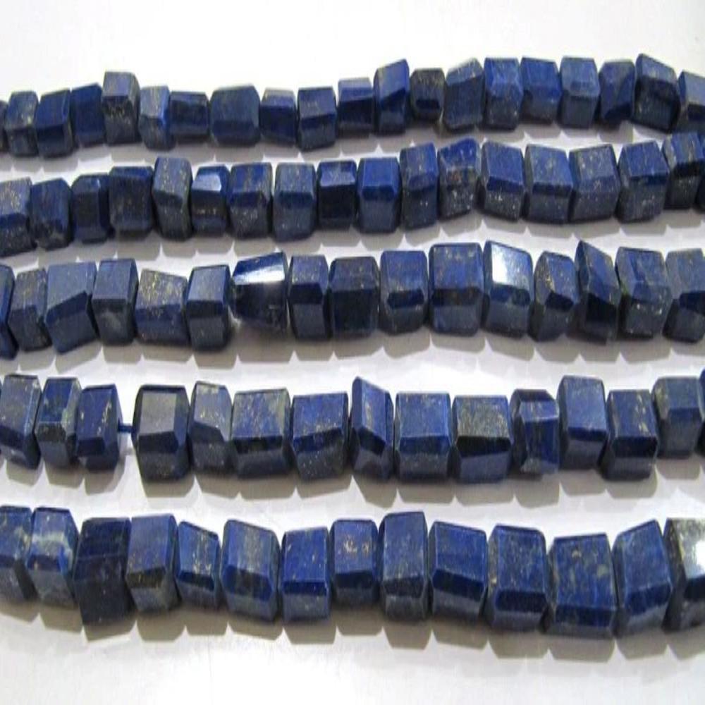 Natural Lapis Lazuli Nugget Shape Laser Cut Tumbled 8mm To 10mm Beads Strand 8 Inches Long