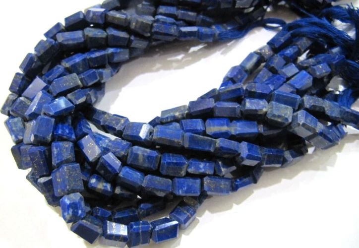 Natural Lapis Lazuli Nugget Shape Laser Cut Tumbled 8mm To 10mm Beads Strand 8 Inches Long