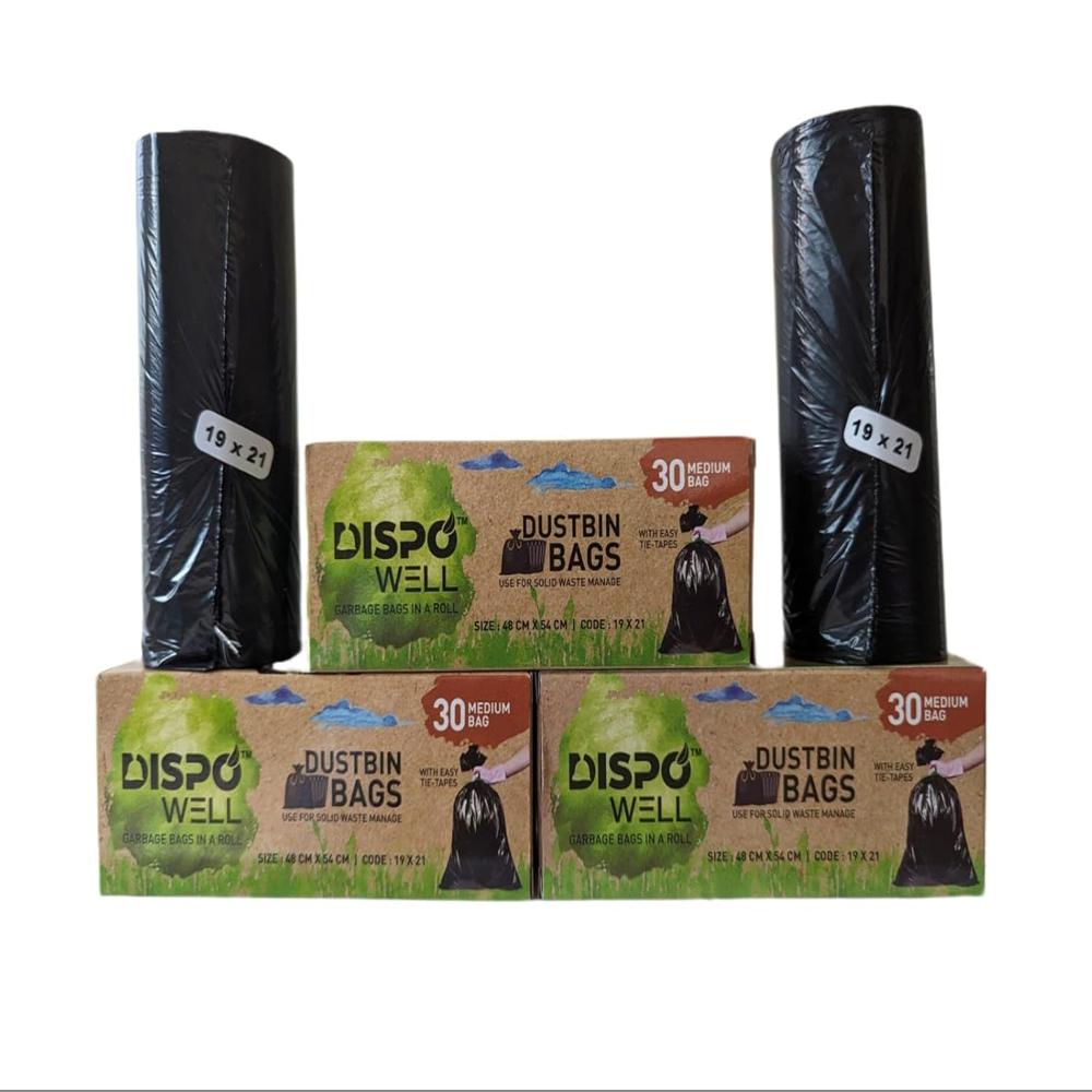 19x21 Garbage Bag - Plastic, 19x21 Inches, Black | Tear Resistant, Odorless, Recyclable, Open Closure