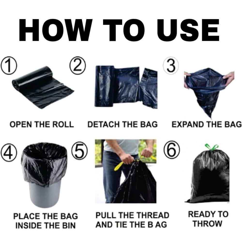 19x21 Garbage Bag - Plastic, 19x21 Inches, Black | Tear Resistant, Odorless, Recyclable, Open Closure