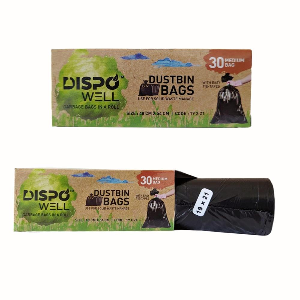 19x21 Garbage Bag - Plastic, 19x21 Inches, Black | Tear Resistant, Odorless, Recyclable, Open Closure