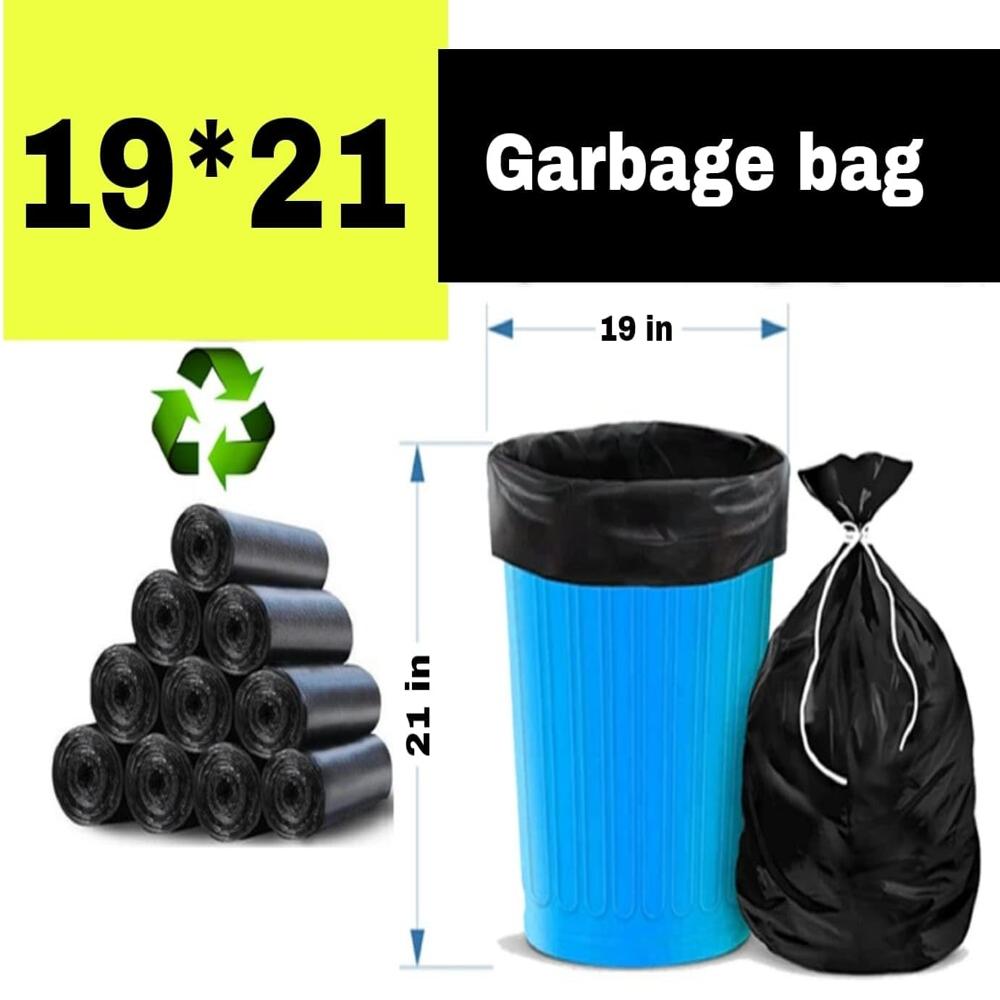 19x21 Garbage Bag - Plastic, 19x21 Inches, Black | Tear Resistant, Odorless, Recyclable, Open Closure