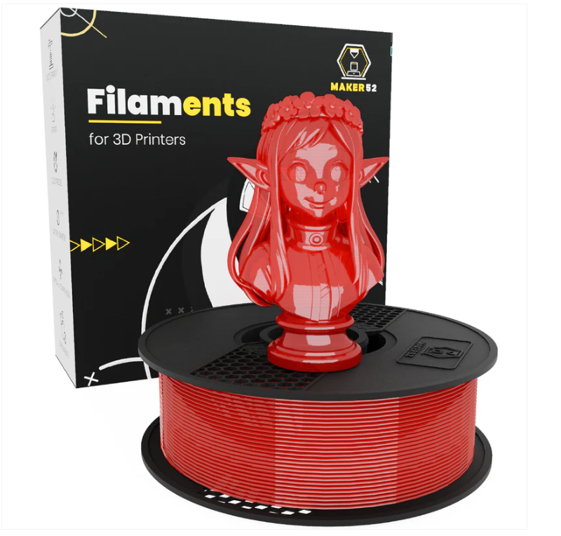 MAKER52 HS PLA+ Filament - 1.75mm High-Strength Premium 3D Printer Material - Clear Red