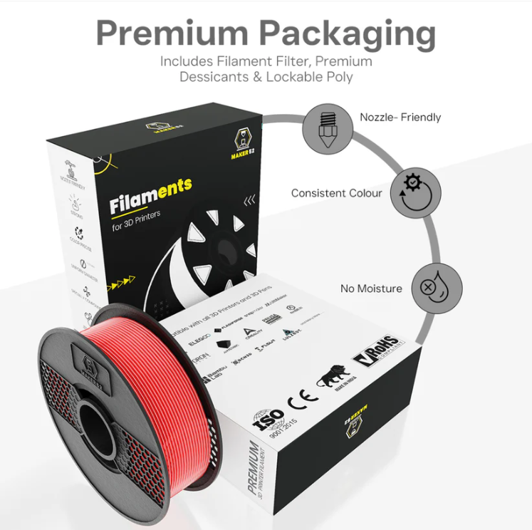 MAKER52 HS PLA+ Filament - 1.75mm High-Strength Premium 3D Printer Material - Clear Red