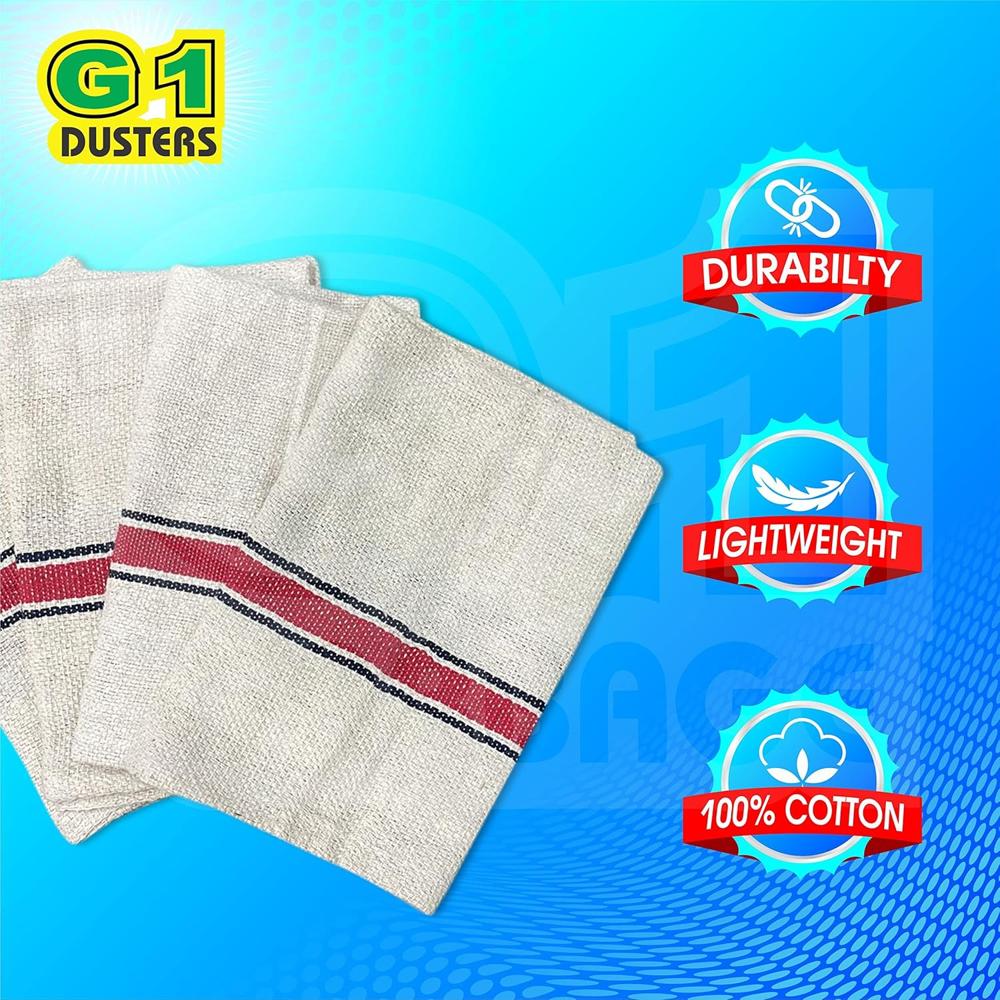 Cotton Floor Cleaning Duster - 24x30 Inches, White Cotton, Reusable, High Absorbency, Stitched Edge