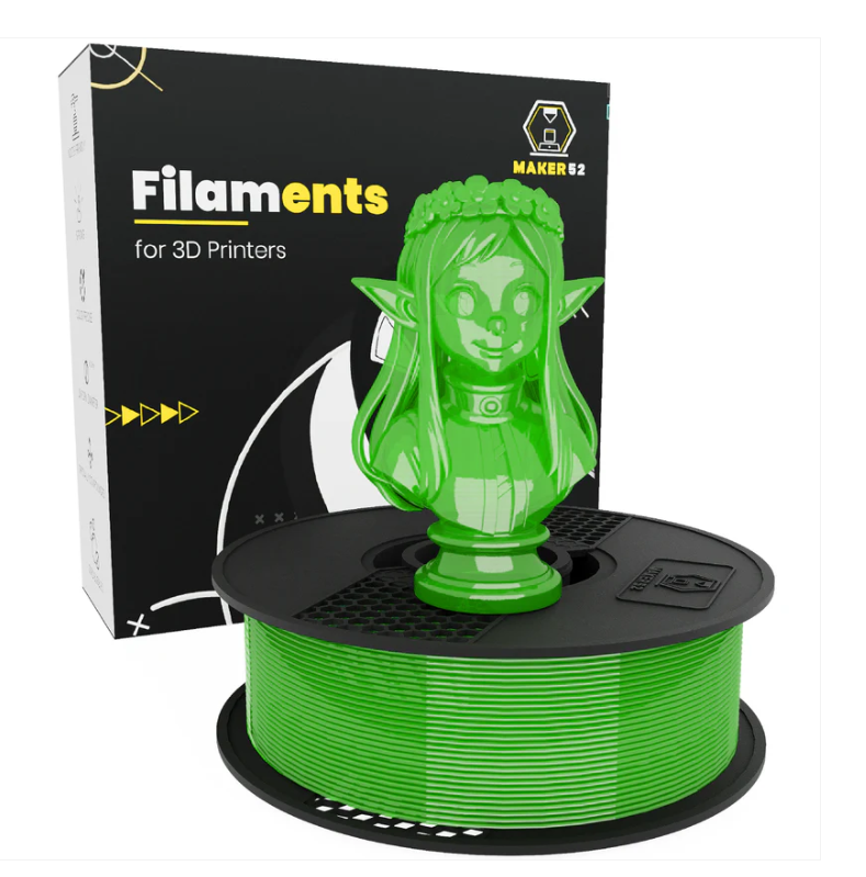 MAKER52 HS PLA+ Filament - 1.75mm High-Strength Premium 3D Printer Material - Clear Green