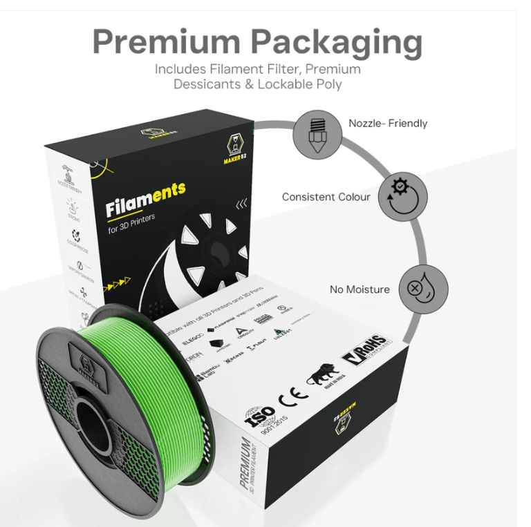 MAKER52 HS PLA+ Filament - 1.75mm High-Strength Premium 3D Printer Material - Clear Green