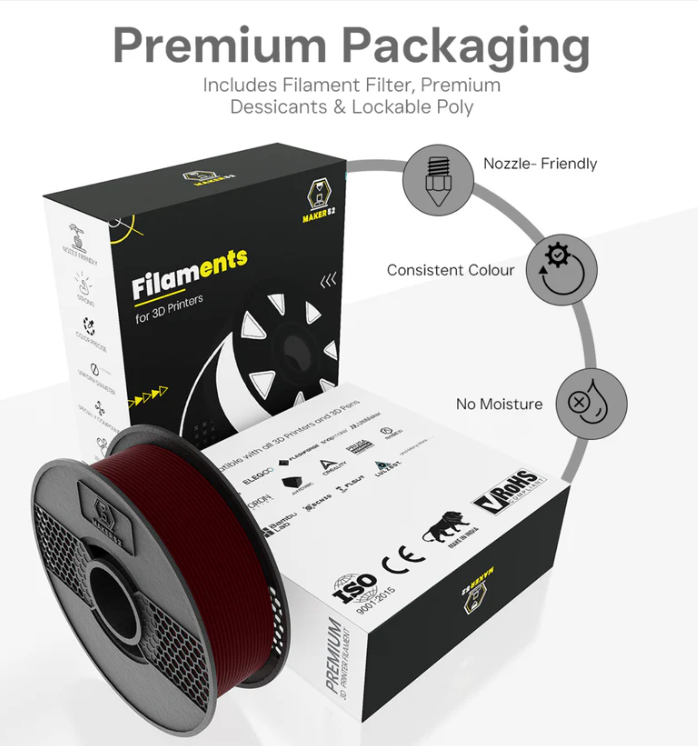 MAKER52 HS PLA+ Filament - 1.75mm High-Strength Premium 3D Printer Material - Mocha Brown