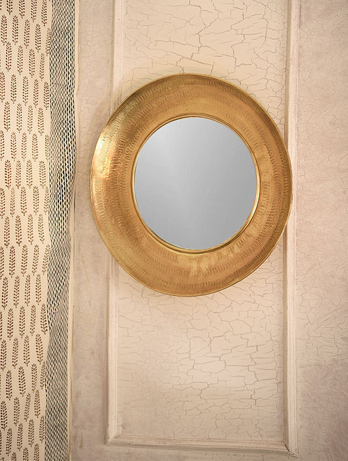 Textured Round framed wall mirror
