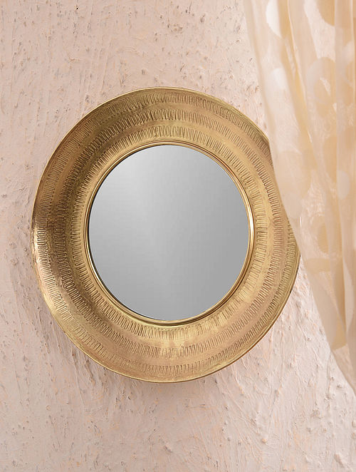 Textured Round Framed Wall Mirror - Color: Customizable