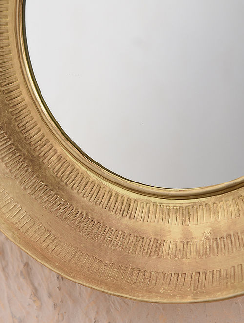 Textured Round Framed Wall Mirror - Color: Customizable