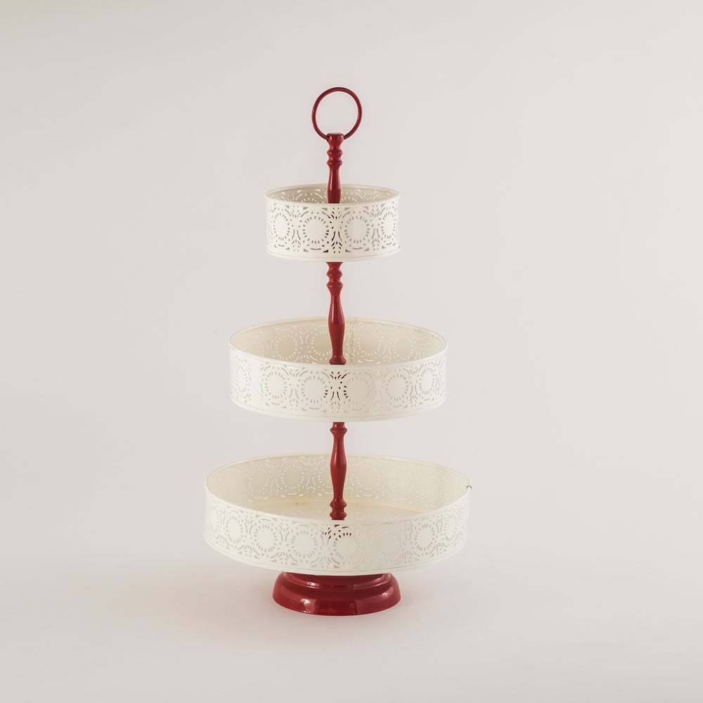 Three-tier metal dessert stand